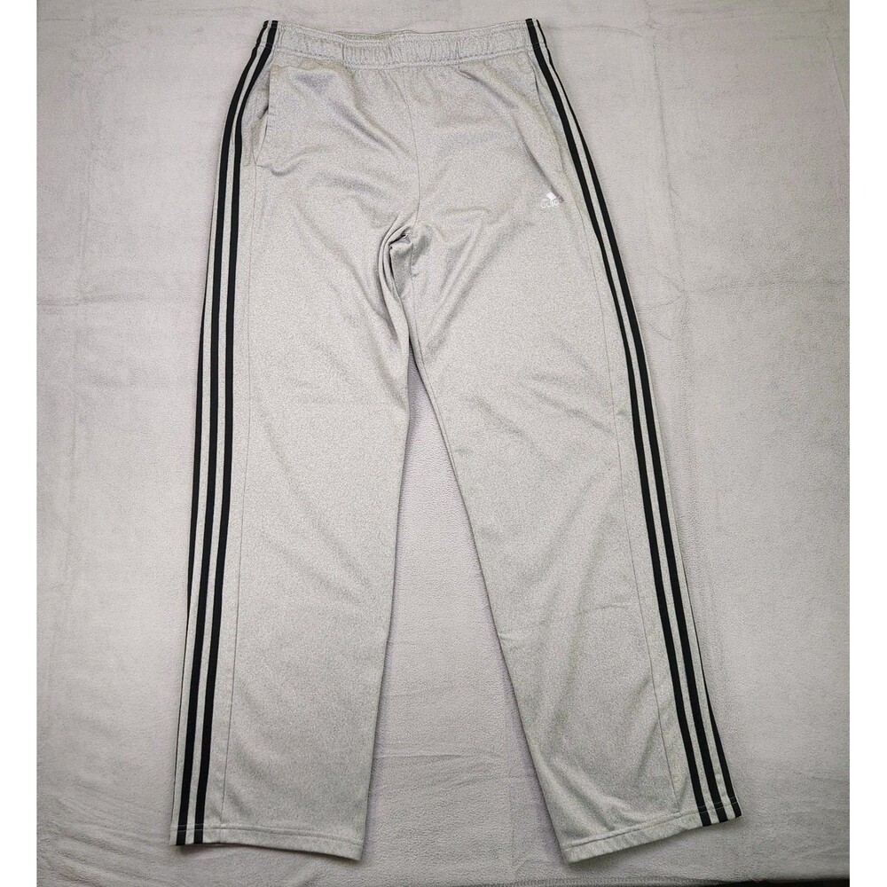 Adidas Sweatpants Men's L Light Gray 3 Black Striped Loose Baggy Straight Y2K
